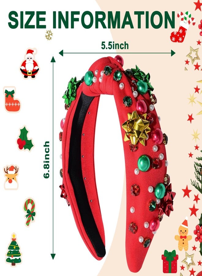 Yoshiky Christmas Headband for Women, Headbands with Christmas Tree Crystal Pearl Snowflake Decorations Holiday Overalls Hairband for Sweaters Outfits Hair Accessories - Image 2